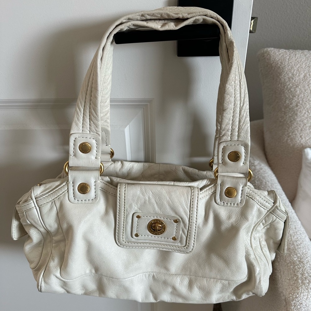 Marc By Marc Jacobs Cream Shoulder Bag with Gold Accents
